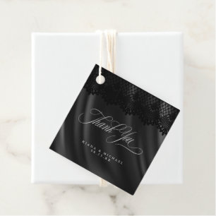 Gothic Black Lace & Satin Wedding ID866 Favour Tags