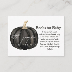 Gothic Black Little Pumpkin On Way Books for Baby Enclosure Card