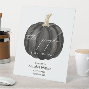 Gothic Black Little Pumpkin On Way Welcome Pedestal Sign