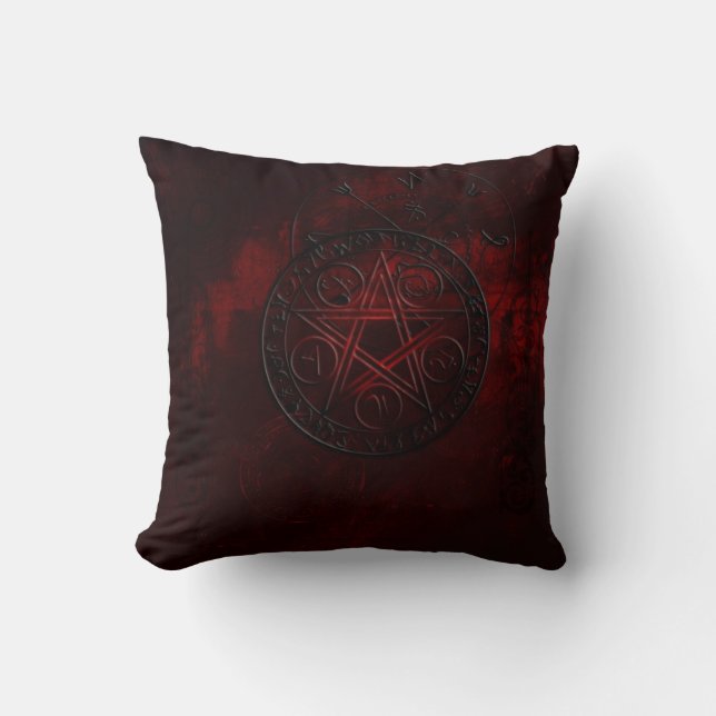 Gothic Black Magic Seals Throw Pillow (Front)