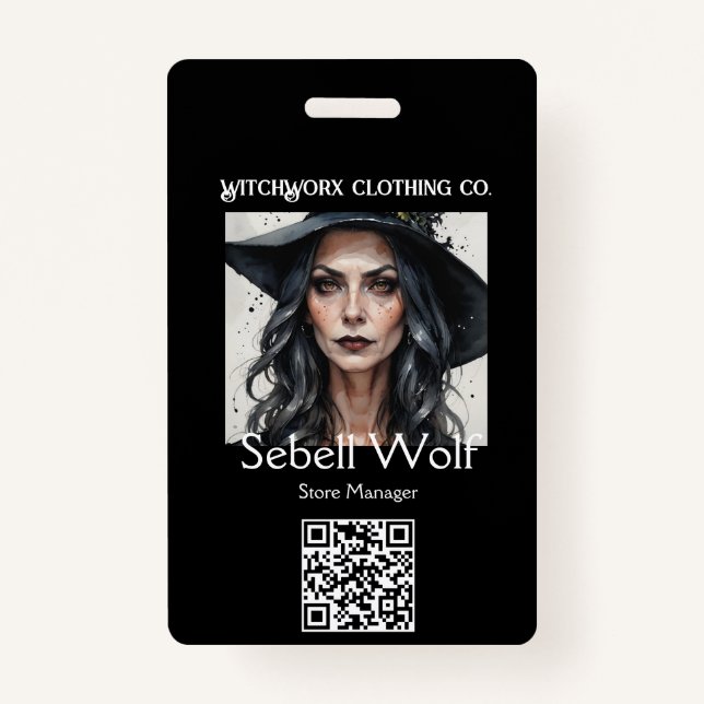 Gothic Black Pentacle Employee Badge (Front)