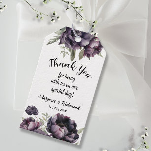 Gothic Black Peonies Vintage Wedding Favour Gift  Tags
