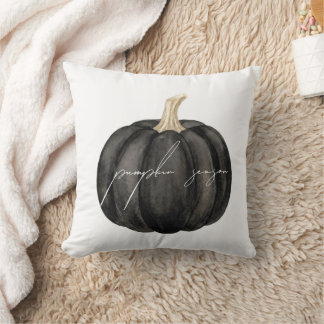 Gothic Black Pumpkin Season Halloween Decor Throw Pillow