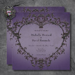 Gothic Black & Purple Filigree Heart Wedding Invitation<br><div class="desc">Celebrate your love in the grandeur of Gothic romance with our captivating wedding invitation. Embrace the dark allure and timeless elegance with our black three-dimensional filigree heart frame, enveloping bold black text against a vintage Victorian purple background. This invitation exudes a mysterious charm, perfect for couples seeking to infuse their...</div>