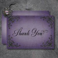 Gothic Black & Purple Filigree Heart Wedding