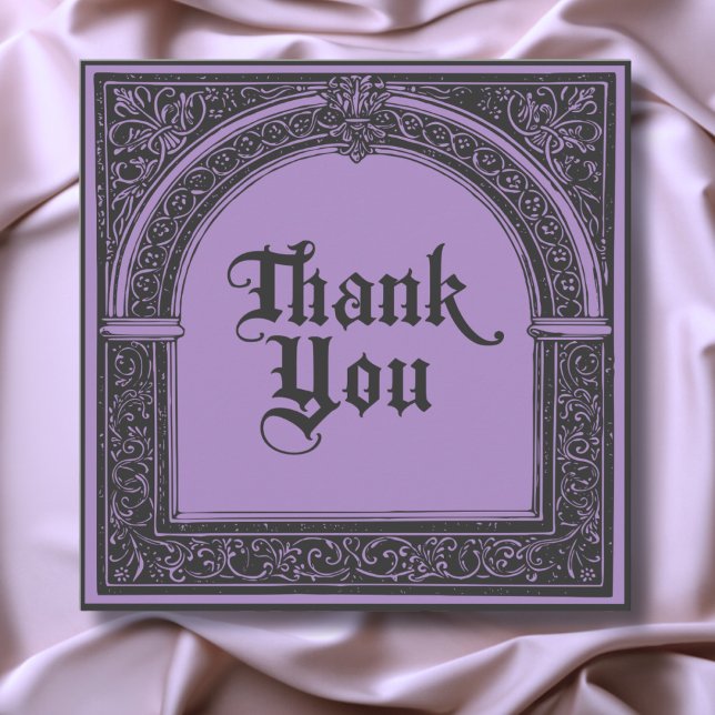 Gothic Black Purple Medieval Until Death Thank You Card (Gothic Black Purple Medieval Until Death Thank You Card)