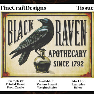 Gothic Black Raven Apothecary Sign FP9 Decoupage Tissue Paper