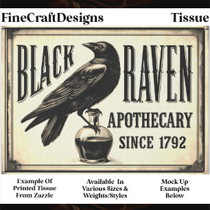 Gothic Black Raven Apothecary Sign FP9S Decoupage Tissue Paper