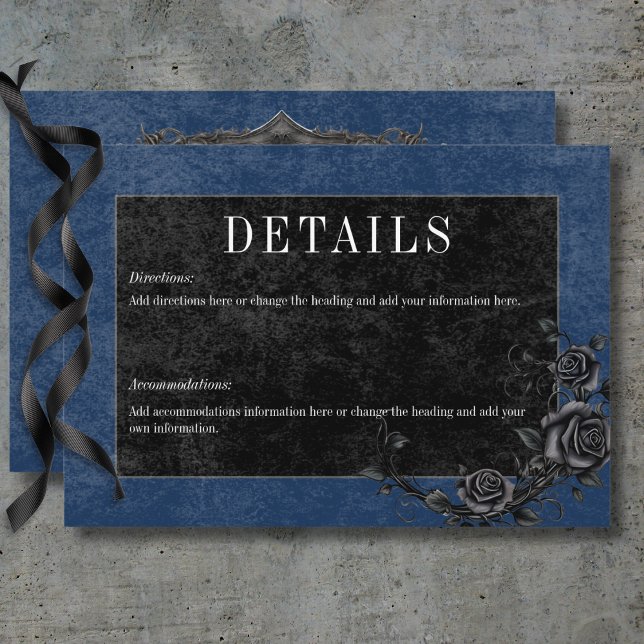 Gothic Black Raven & Black Roses Blue Details Enclosure Card (Gothic Black Raven & Black Roses Blue Details Enclosure Card)