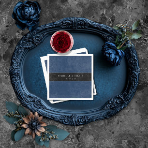 Gothic Black Raven & Black Roses Blue Wedding Napkin