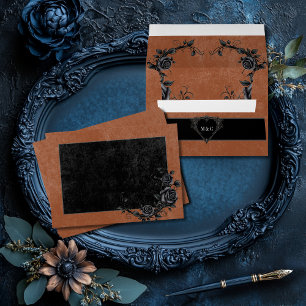 Gothic Black Raven & Black Roses Rust Wedding Envelope