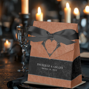 Gothic Black Raven & Black Roses Rust Wedding Favor Box