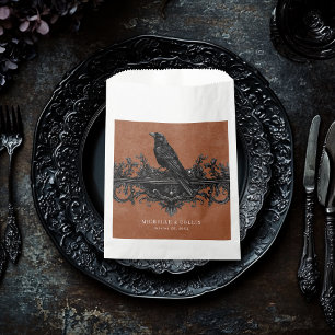 Gothic Black Raven & Black Roses Rust Wedding Favour Bag