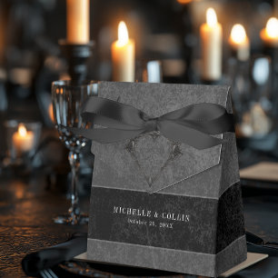 Gothic Black Raven & Black Roses Wedding Favor Box