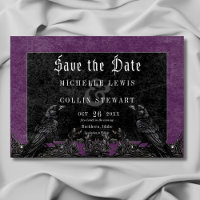 Gothic Black Raven & Roses Purple Wedding