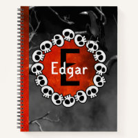 Gothic Black Raven Skulls Orange Moon Personalized