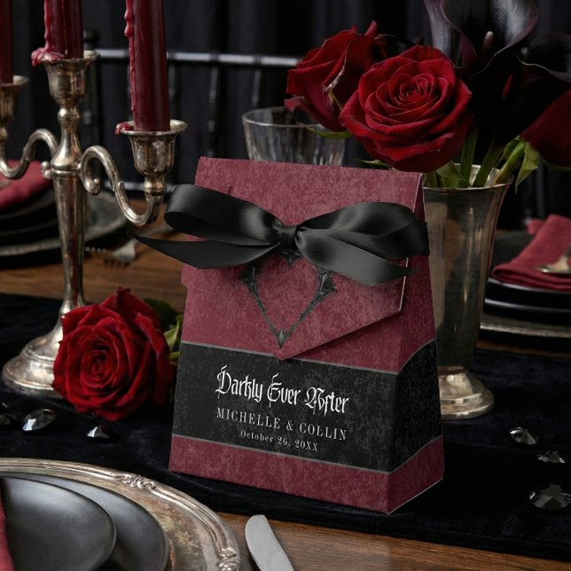 Gothic Black Raven Wine Darkly Ever After Wedding Favor Box (Creator Uploaded)