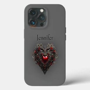 Gothic Black & Red Dark Heart iPhone 13 Pro Case