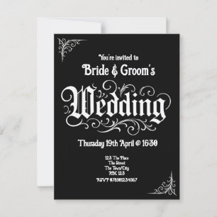 Gothic Black Rock Metal Wedding Personalized Names Postcard
