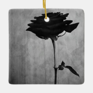 Gothic Black Rose Ceramic Ornament