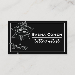Gothic Black Rose Floral Illustration Business Card