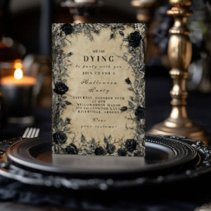 Gothic Black Rose Halloween Soirée Invitation