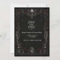 Gothic Black Rose Skull Heart Wedding