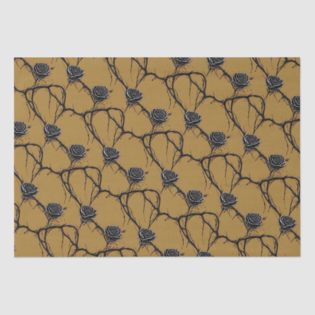 Gothic Black Rose Speedpaint Pattern Tissue Paper (Front)