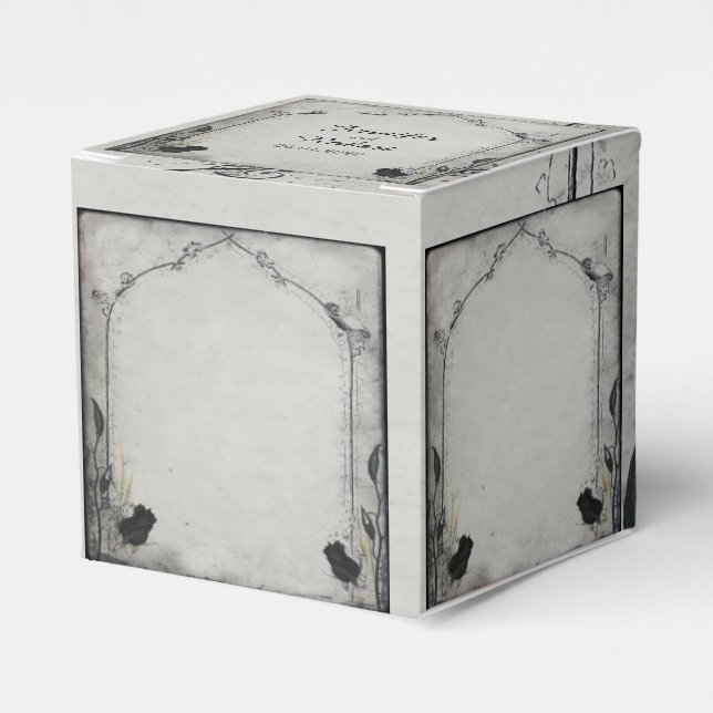 Gothic Black Rose Trellis Wedding Favour Box (Front Side)