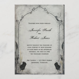 Gothic Black Rose Trellis Wedding Invitation
