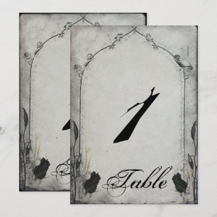 Gothic Black Rose Trellis Wedding Table Number