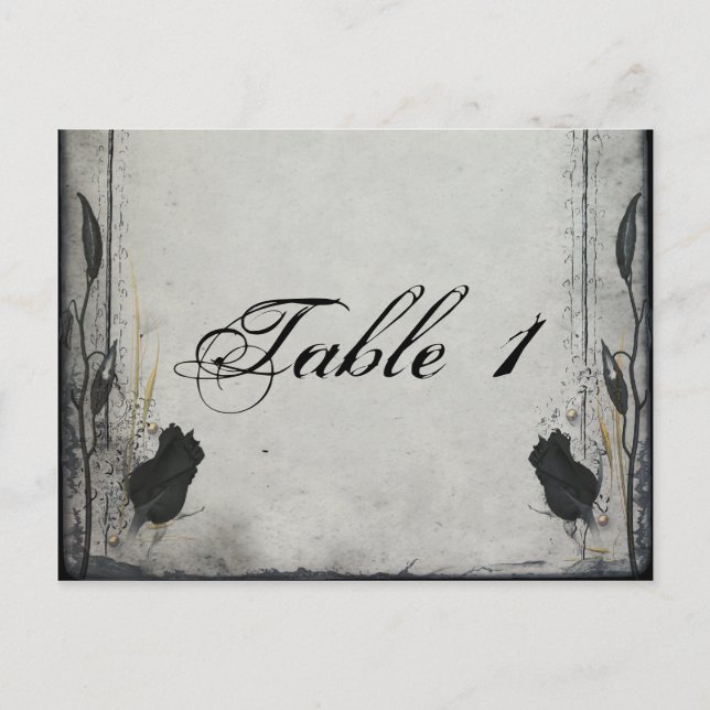 Gothic Black Rose Trellis Wedding Table Number Postcard (Front)