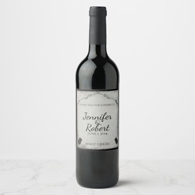 Gothic Black Rose Trellis Wine Label (Front)