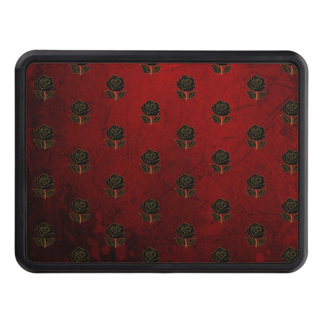Gothic Black Roses Blood Red Trailer Hitch Cover (Front)