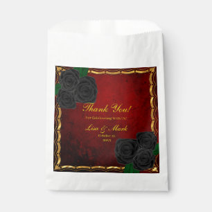 Gothic Black Roses Blood Red Wedding Favour Bag