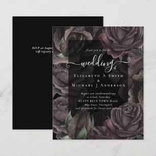 Gothic Black Roses Goth Wedding Invite