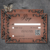 Gothic Black & Rust Filigree Heart QR Code