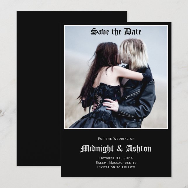 Gothic Black Save the Date (Front/Back)