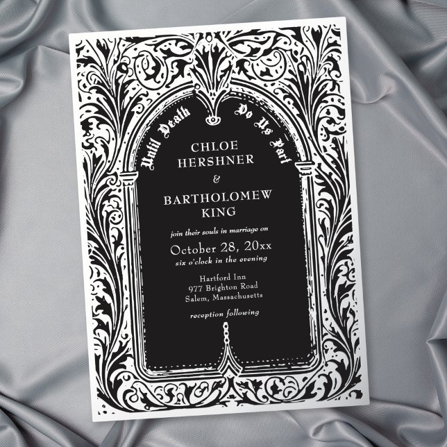Gothic Black Silver Medieval Until Death Wedding (Gothic Black Silver Medieval Until Death Wedding Foil Invitation)