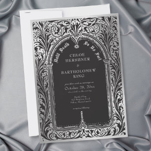 Gothic Black Silver Medieval Until Death Wedding Invitation