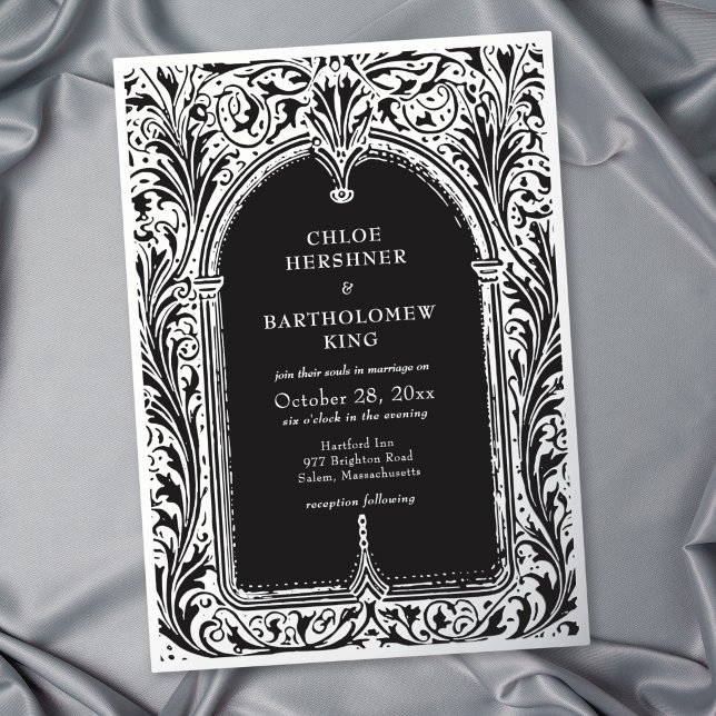 Gothic Black Silver Medieval Wedding (Gothic Black Silver Medieval Wedding Foil Invitation)