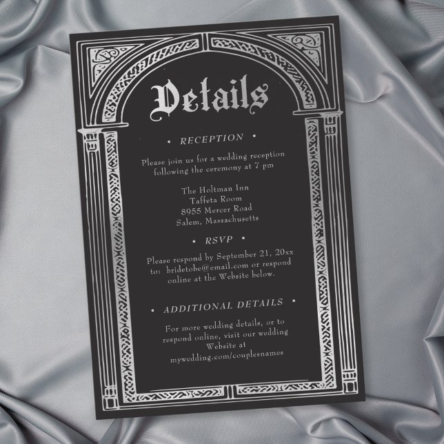 Gothic Black Silver Medieval Wedding Enclosure Card (Gothic Black Silver Medieval Wedding Enclosure Card)