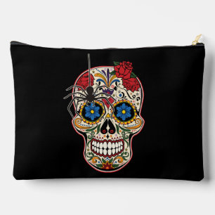 Gothic Black Spider Roses Ornaments Sugar Skull Accessory Pouch