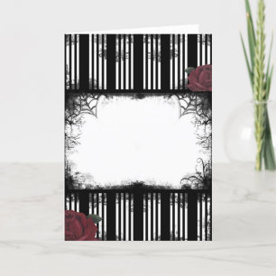 Gothic Black Stripe Roses Card