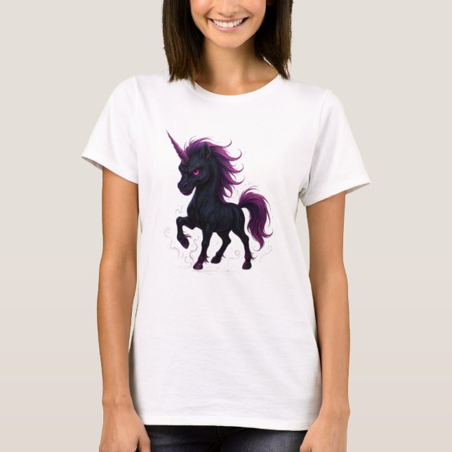 Gothic Black Unicorn Halloween Fantasy Shirt (Front)