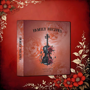Gothic black violin with red roses  binder