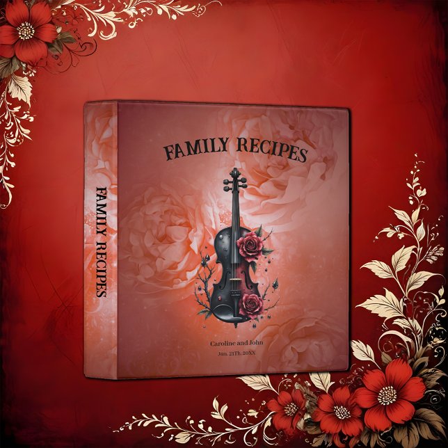Gothic black violin with red roses  binder (Creator Uploaded)