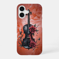 Gothic black violin with red roses 