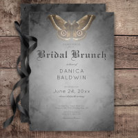 Gothic Black Watercolor Brown Moth Bridal Brunch