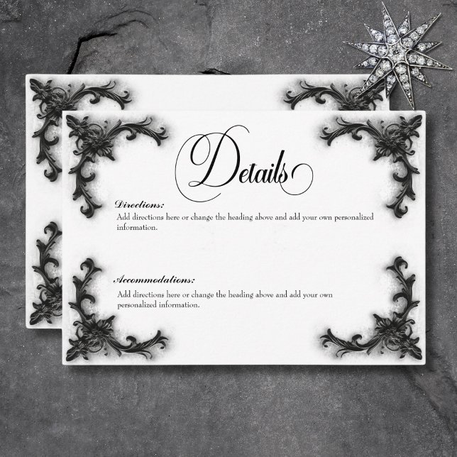 Gothic Black & White Filigree Heart Details Enclosure Card (Gothic Black & White Filigree Heart Details Enclosure Card)